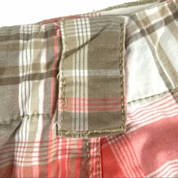 St John’s Bay plaid shorts coral tan wht 6 petite - Picture 5 of 11